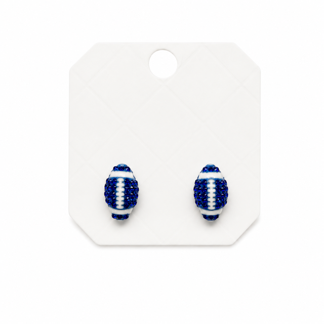 GAMEDAY PAVE FOOTBALL STUDS- SAPPHIRE/WHITE