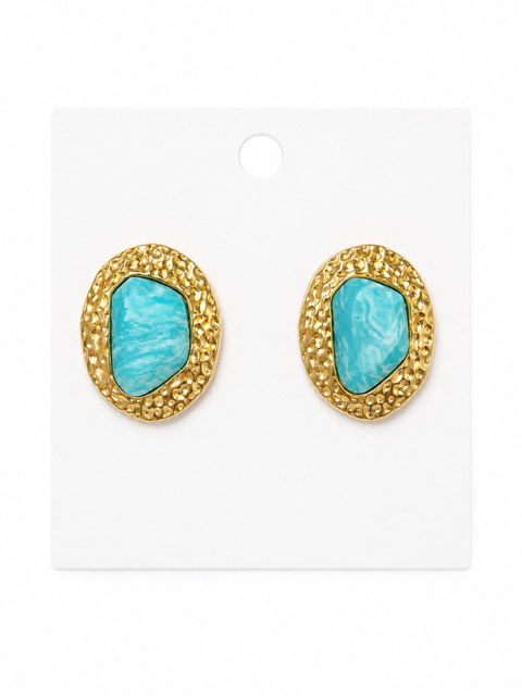 HART DESIGN TURQUOISE & GOLD STUD EARRINGS