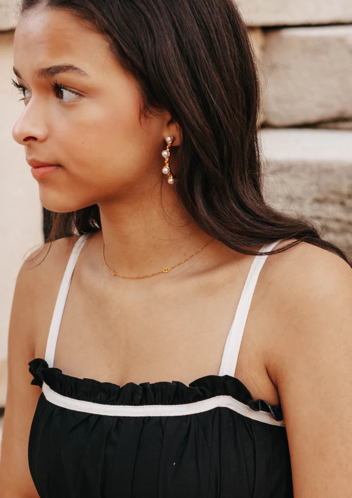 ESTER GOLD PEARL HOOP EARRINGS