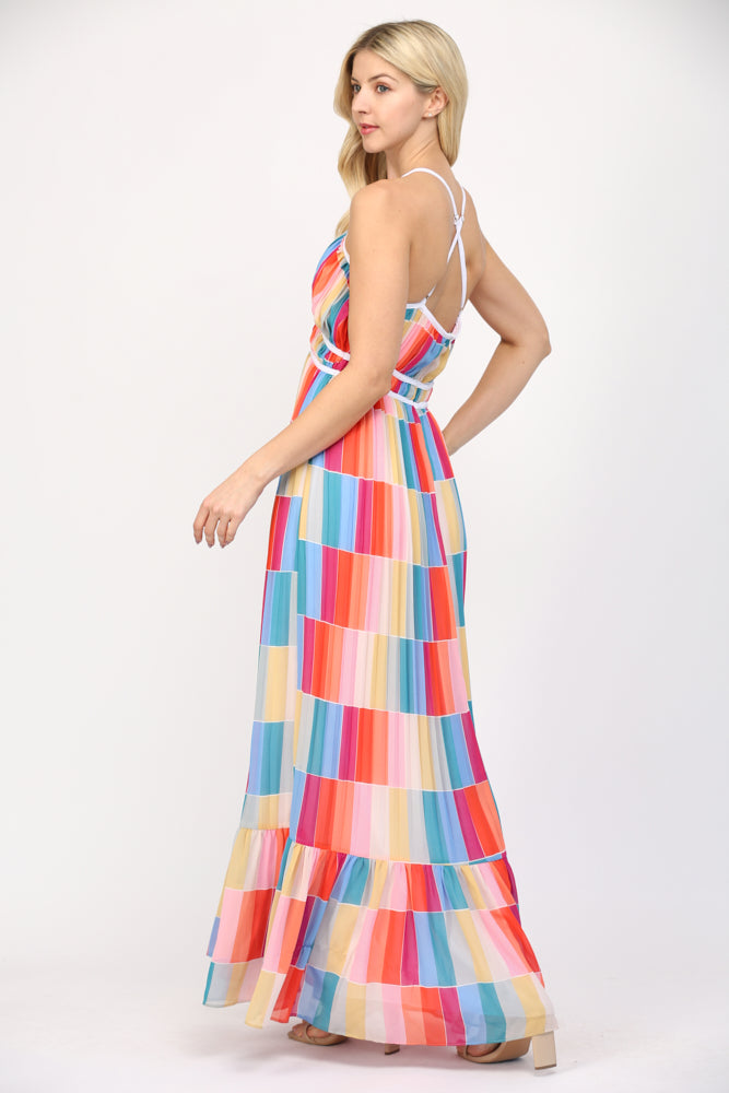MULTI COLOR PRINT MAXI DRESS