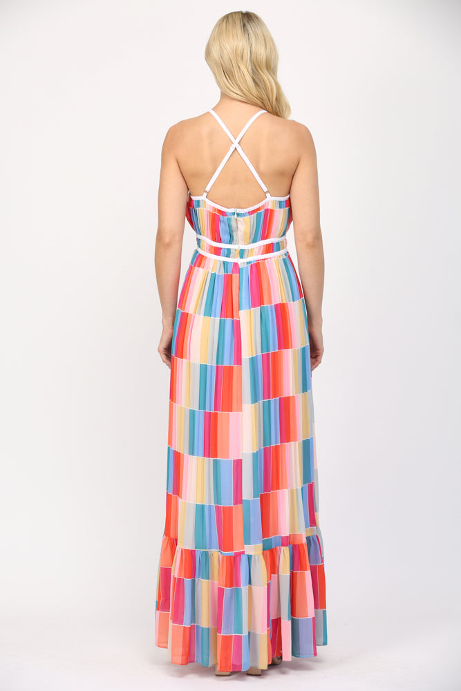 MULTI COLOR PRINT MAXI DRESS