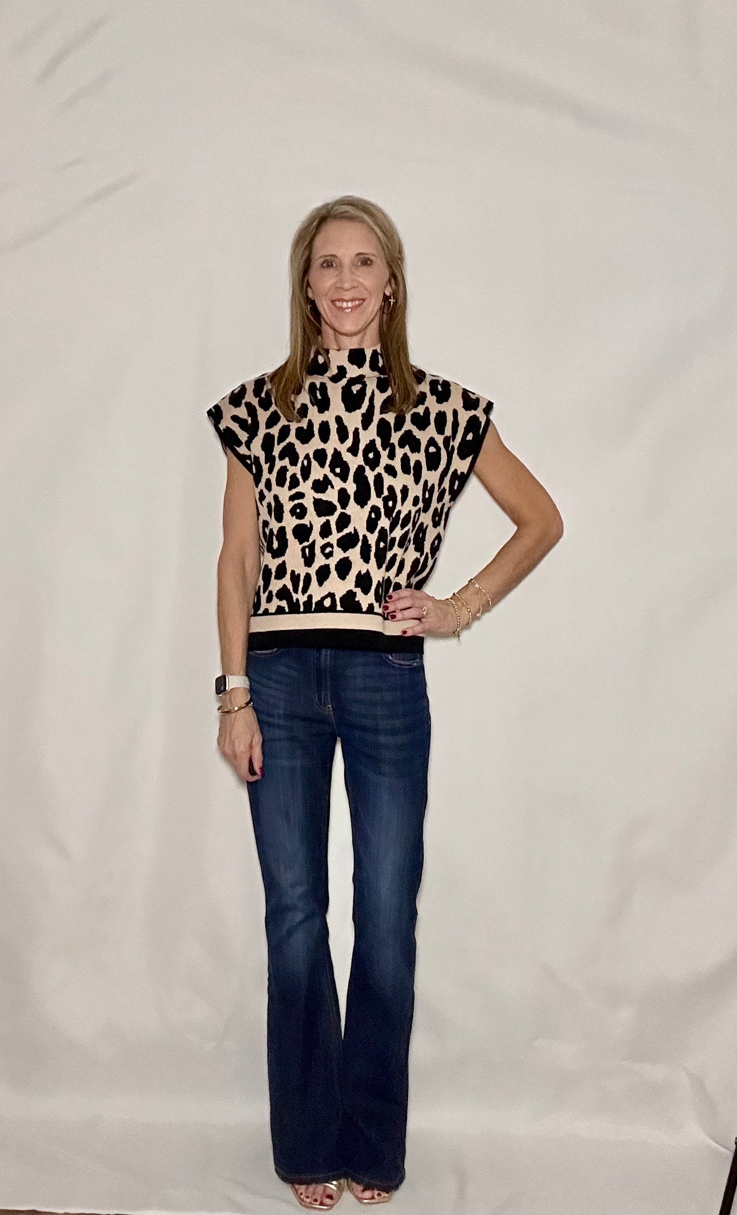 SAVANNAH LEOPARD MOCK NECK SWEATER