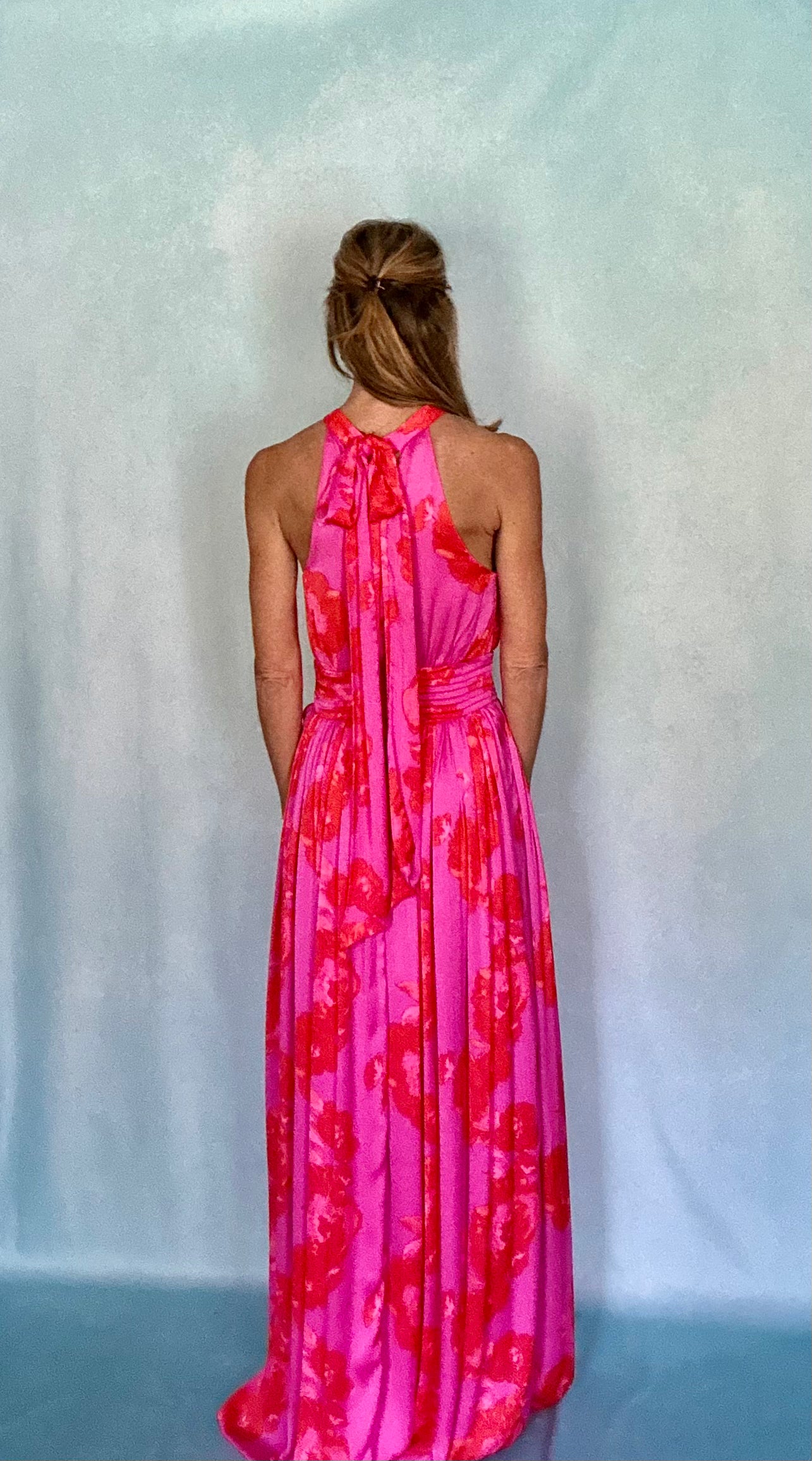 FUCHSIA BLOOMS MAXI DRESS