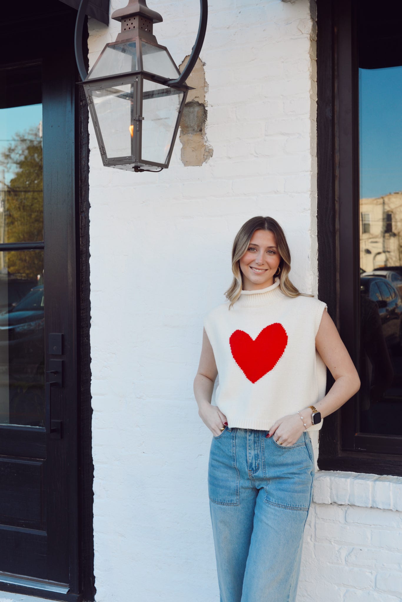 Heart Mock Neck Sweater Vest