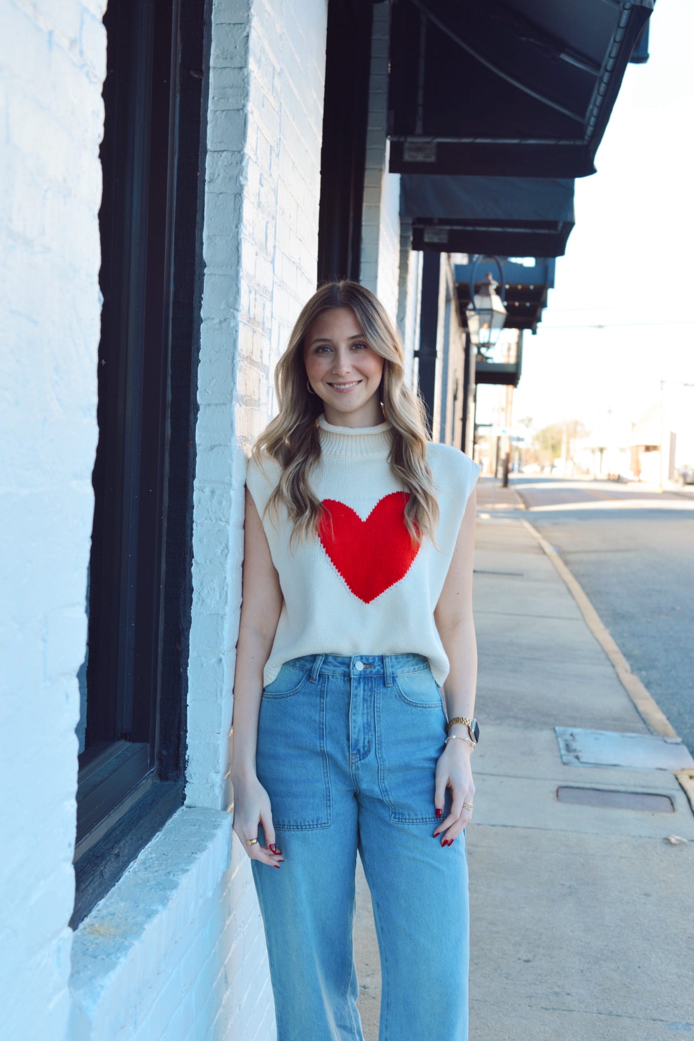 Heart Mock Neck Sweater Vest