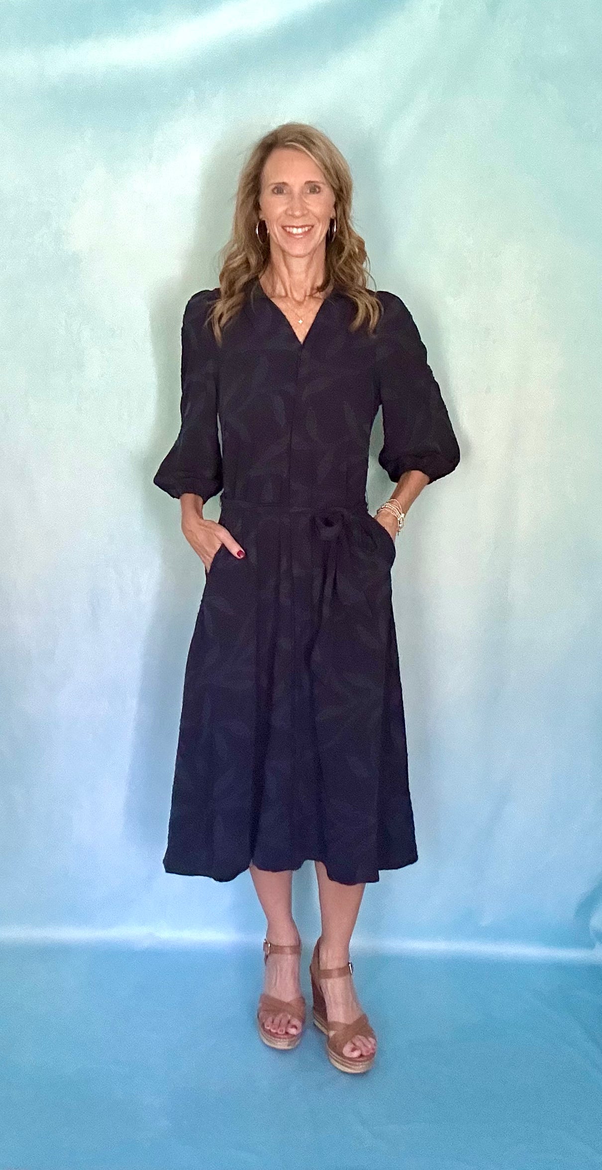 WOVEN WHISPER MIDI DRESS
