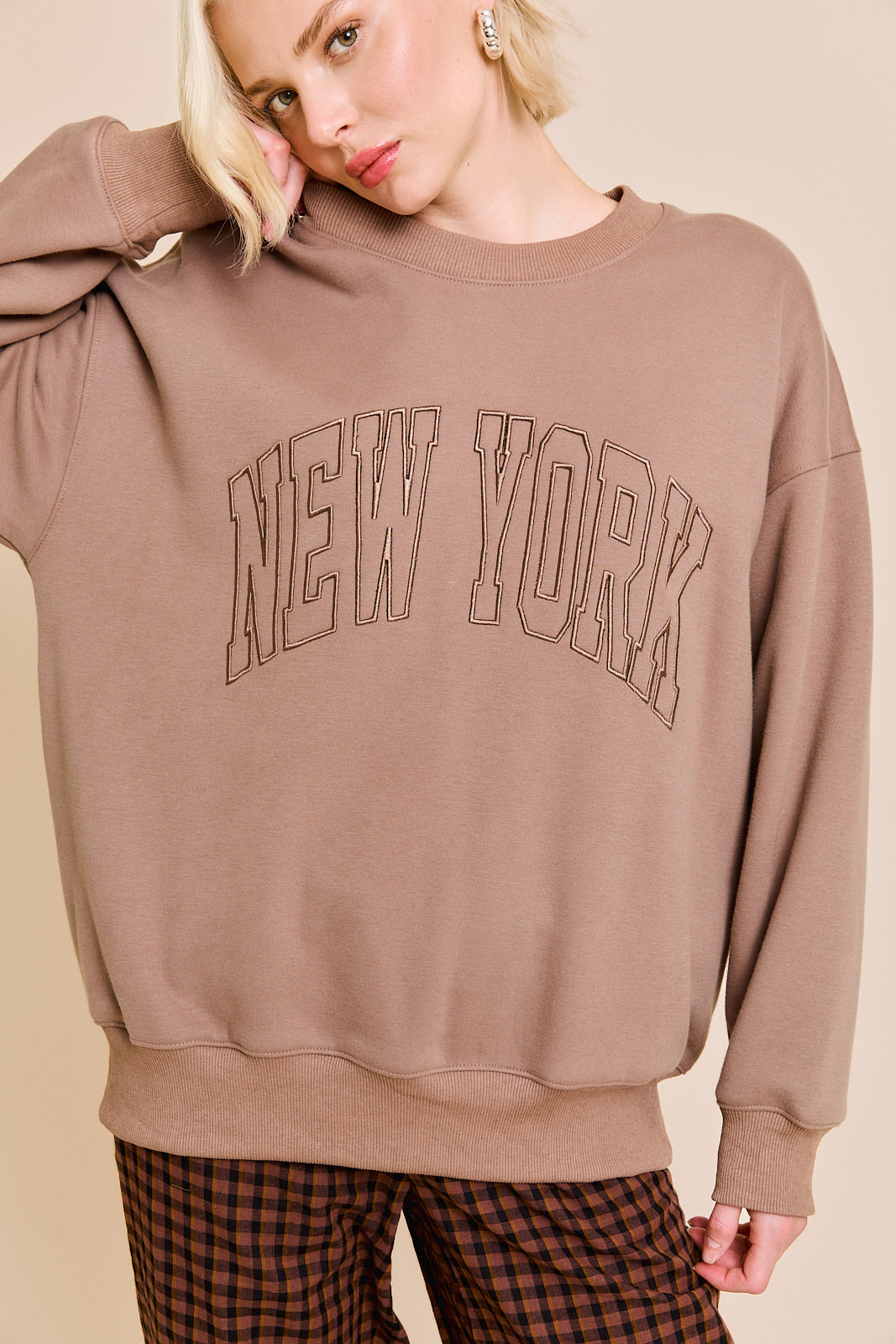 "NEW YORK" CREW NECK OVERSIZED SWEATSHIRT