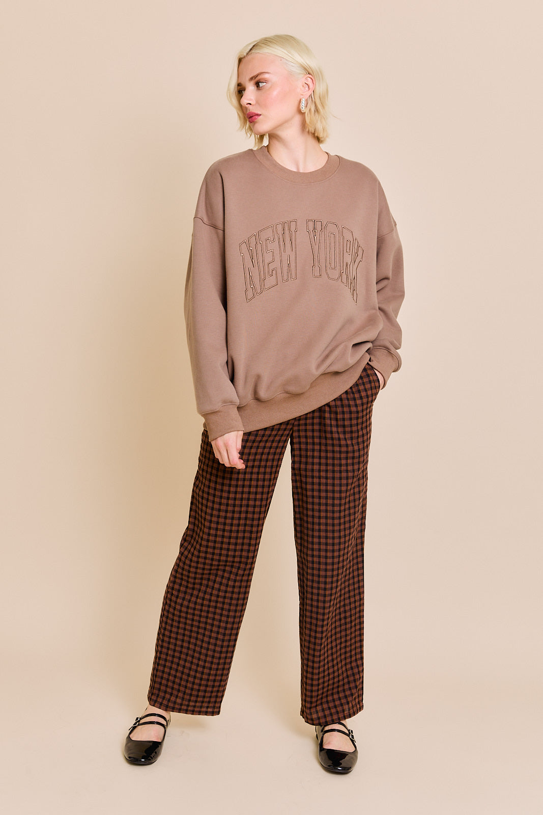 "NEW YORK" CREW NECK OVERSIZED SWEATSHIRT