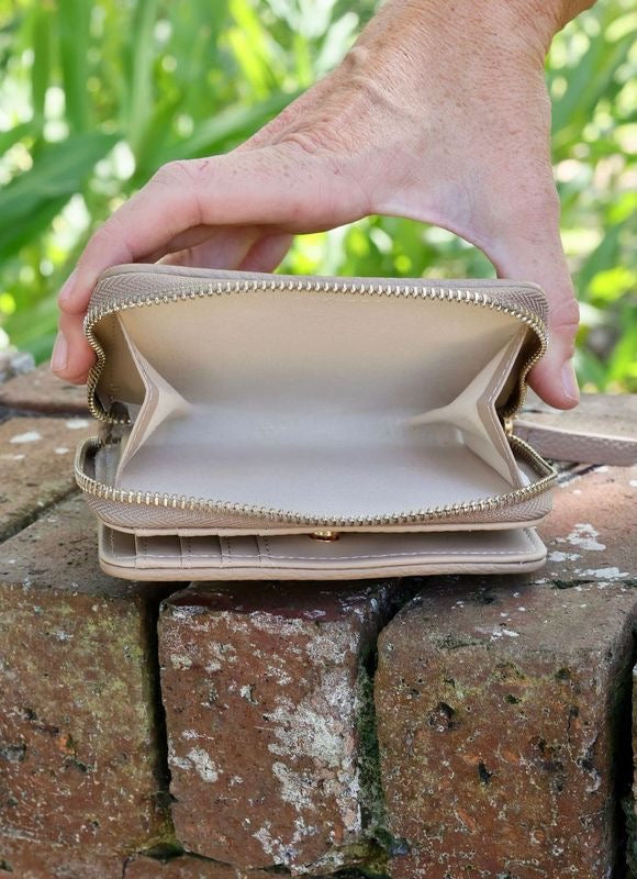 NADINE ZIPPERED WALLET-TAUPE