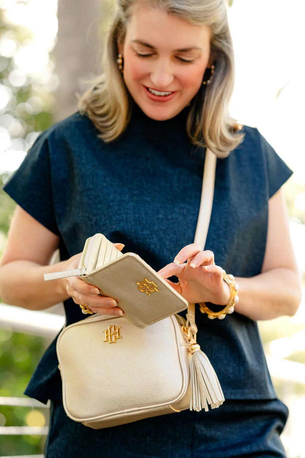 NADINE ZIPPERED WALLET-PEARL