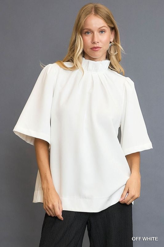 Bell Sleeve Top with Back Bow Tie
