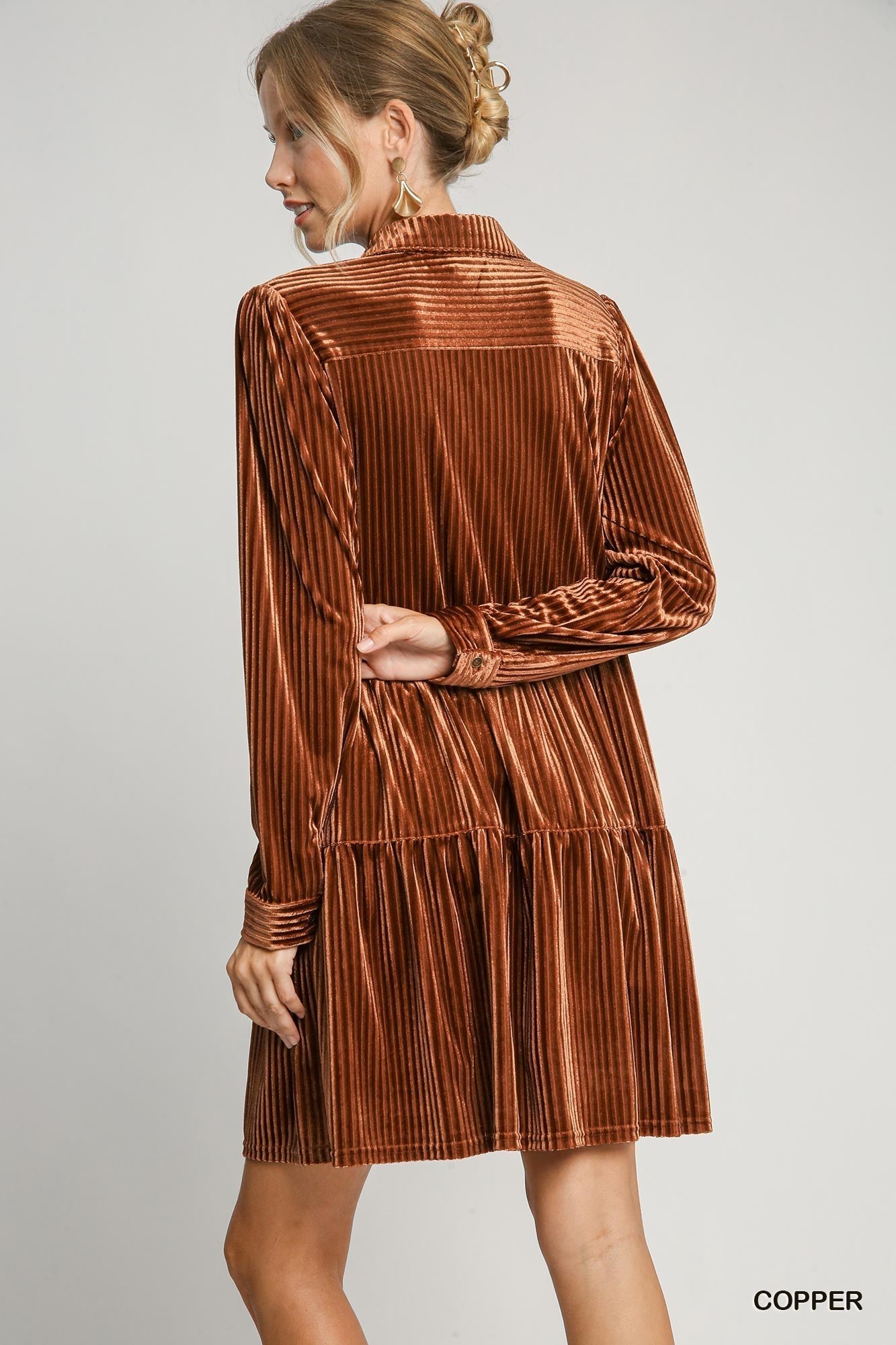 Texture Collared Button Down Dress