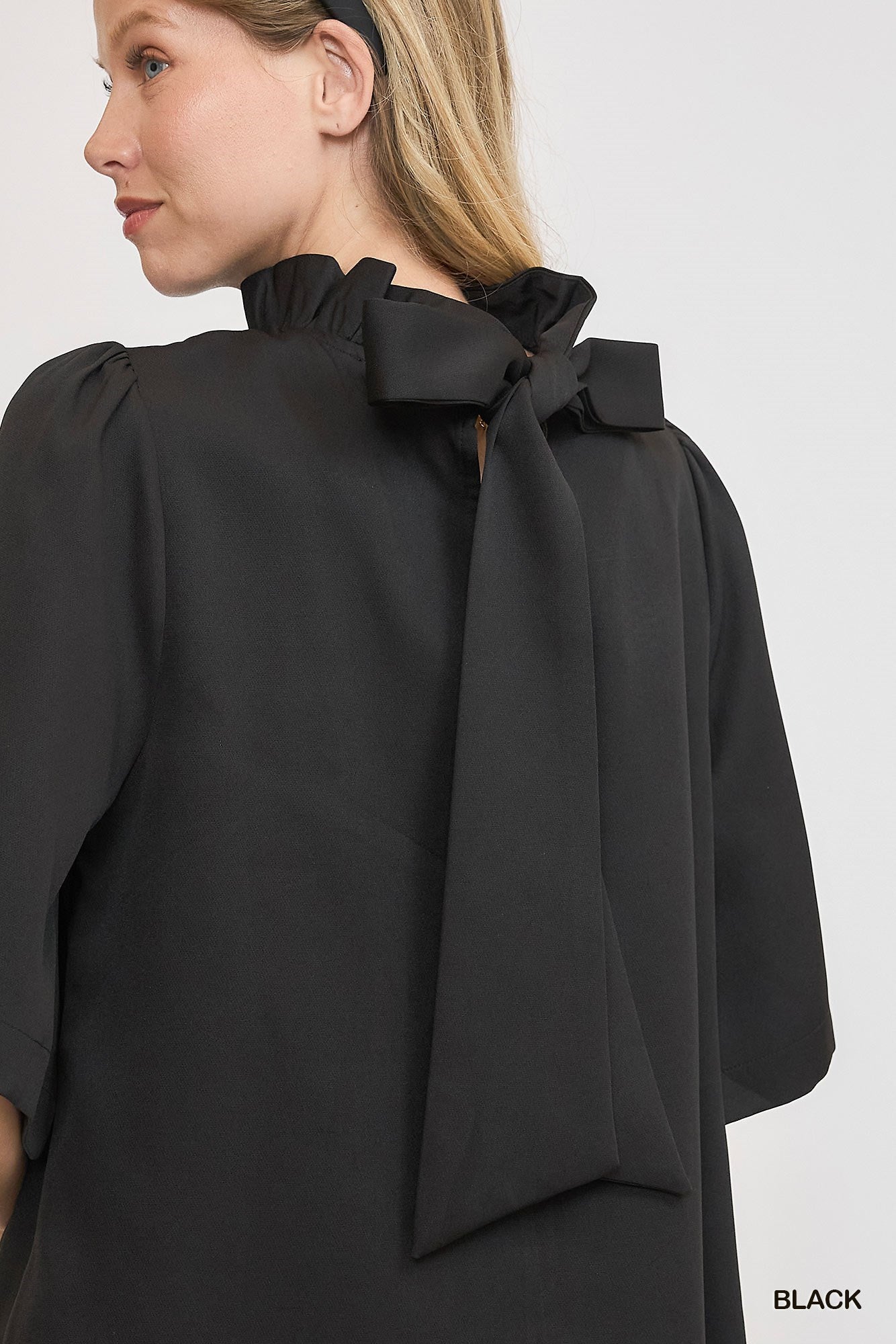 Bell Sleeve Top with Back Bow Tie