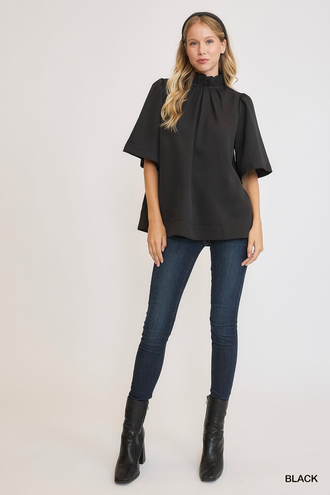 Bell Sleeve Top with Back Bow Tie