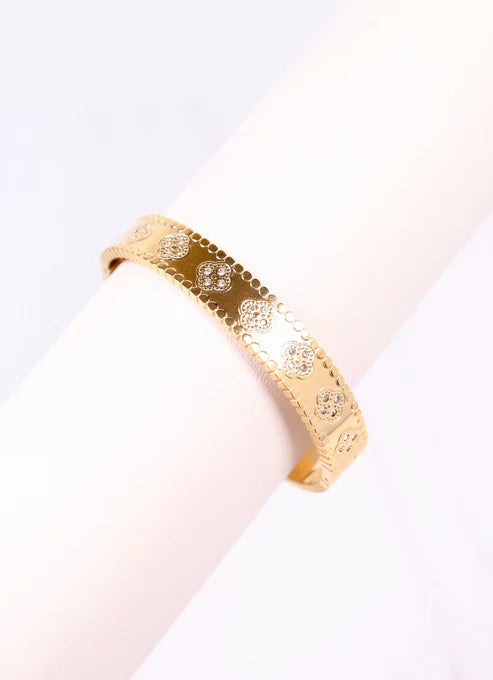 LUNE CZ CLOVER BRACELET-GOLD