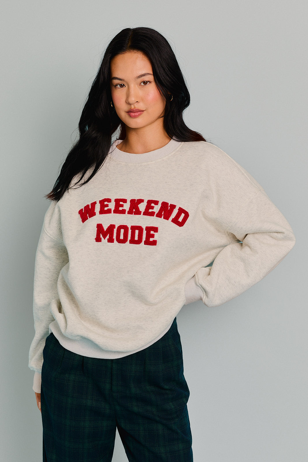 "WEEKEND MODE" FLEECE SWEATSHIRT