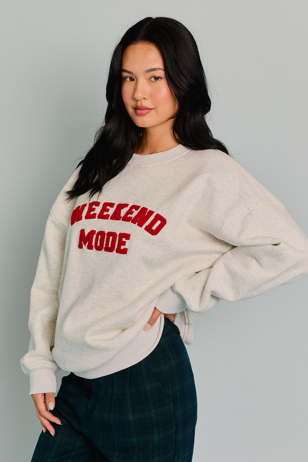 "WEEKEND MODE" FLEECE SWEATSHIRT