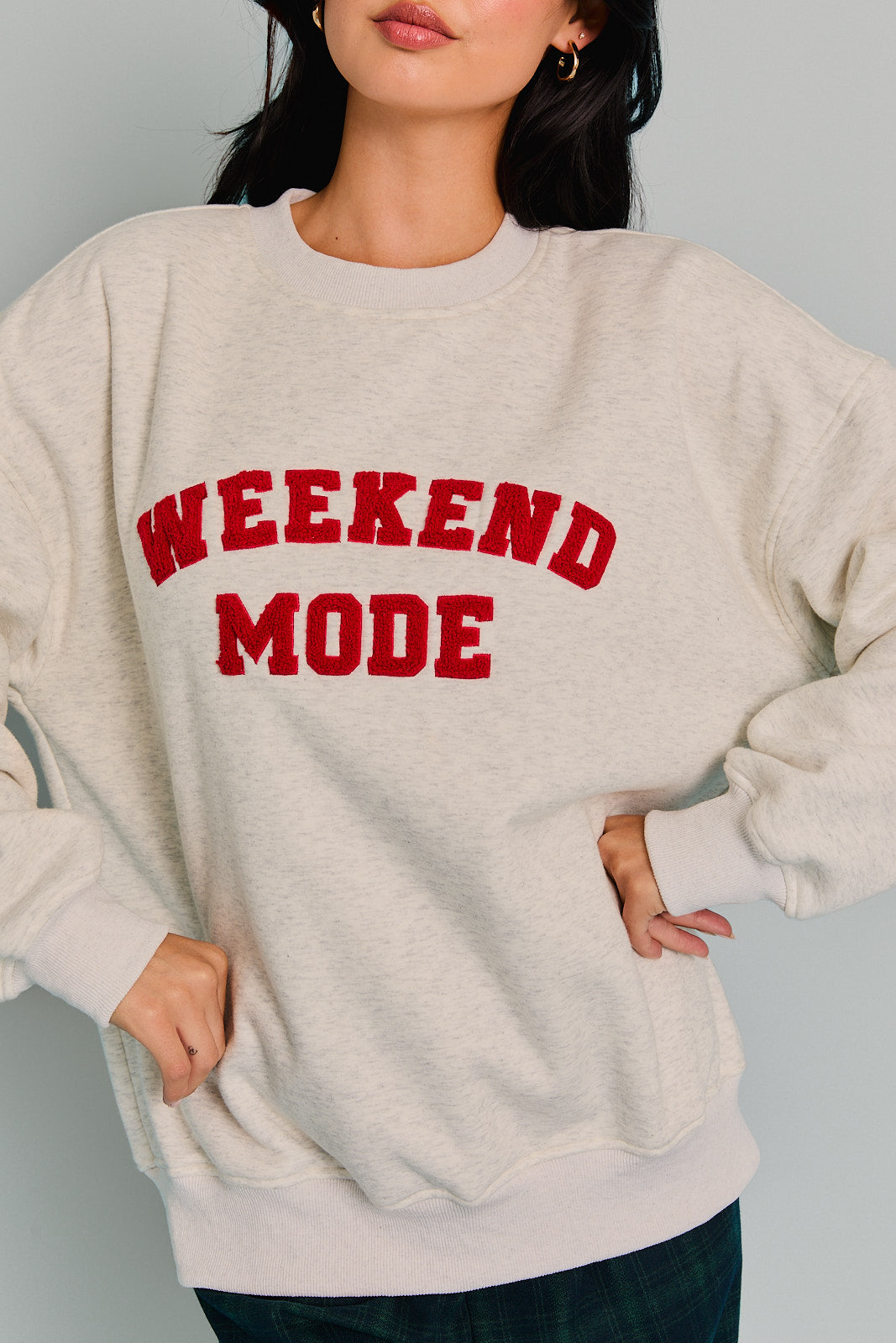"WEEKEND MODE" FLEECE SWEATSHIRT