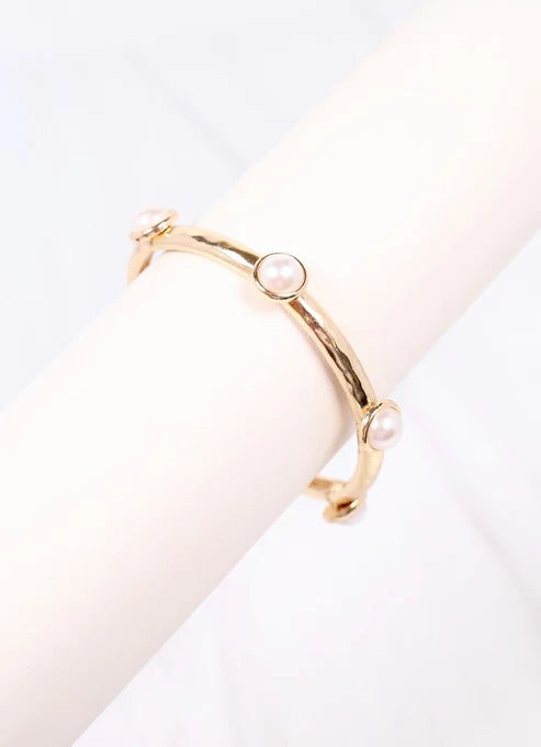 MONA PEARL STRETCH BRACELET-GOLD