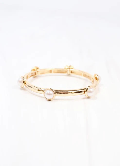 MONA PEARL STRETCH BRACELET-GOLD