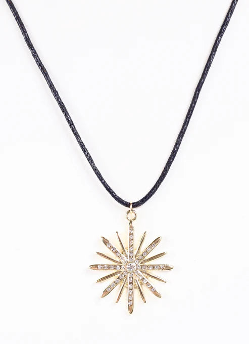 ODETTE CORD NECKLACE WITH GOLD PENDANT