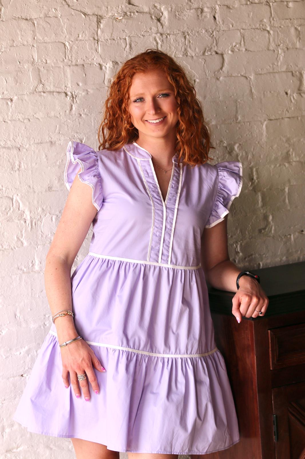RUFFLE SLEEVE TIERED DRESS