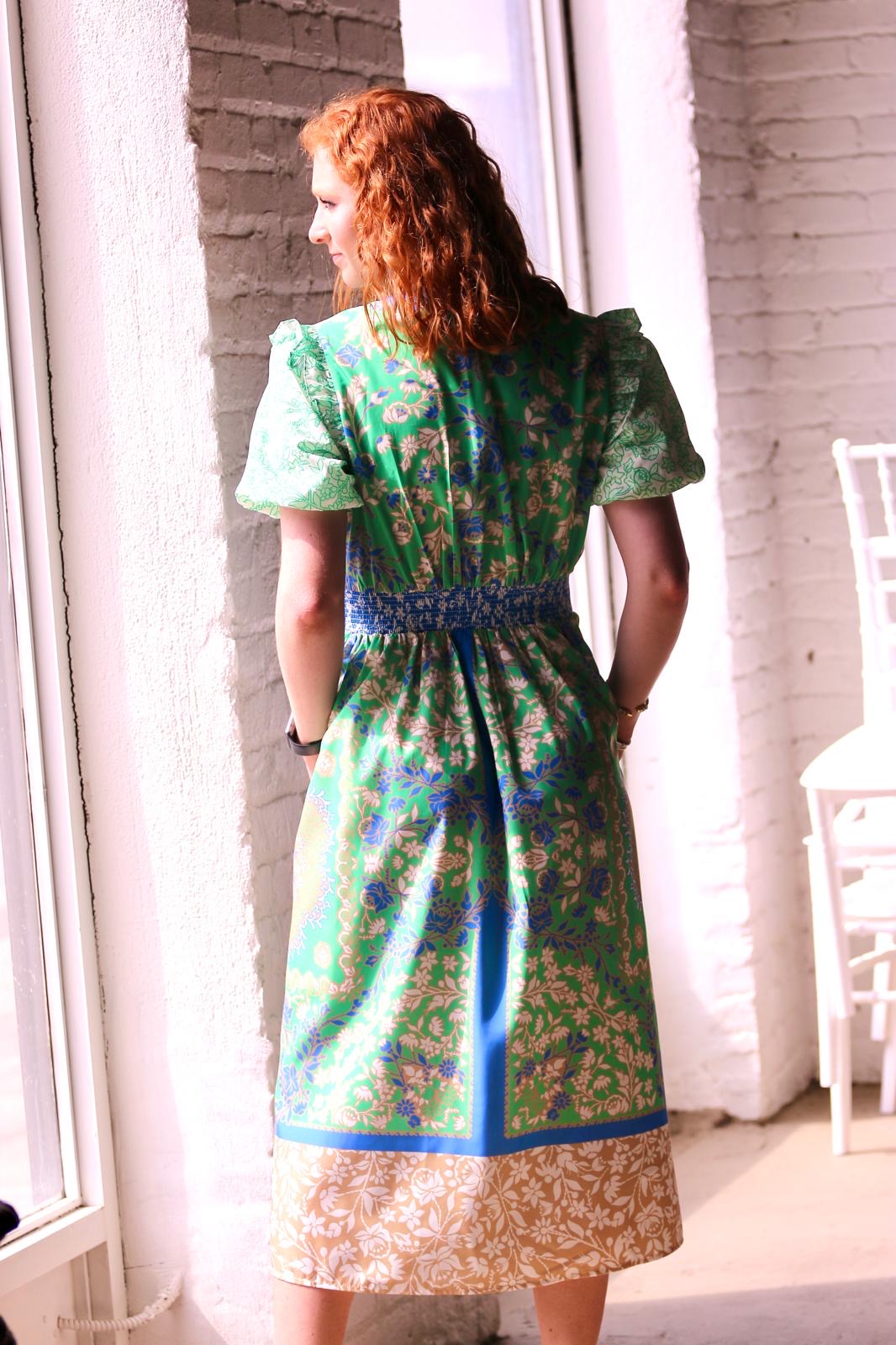 SPLIT NECK FLORAL MIDI DRESS