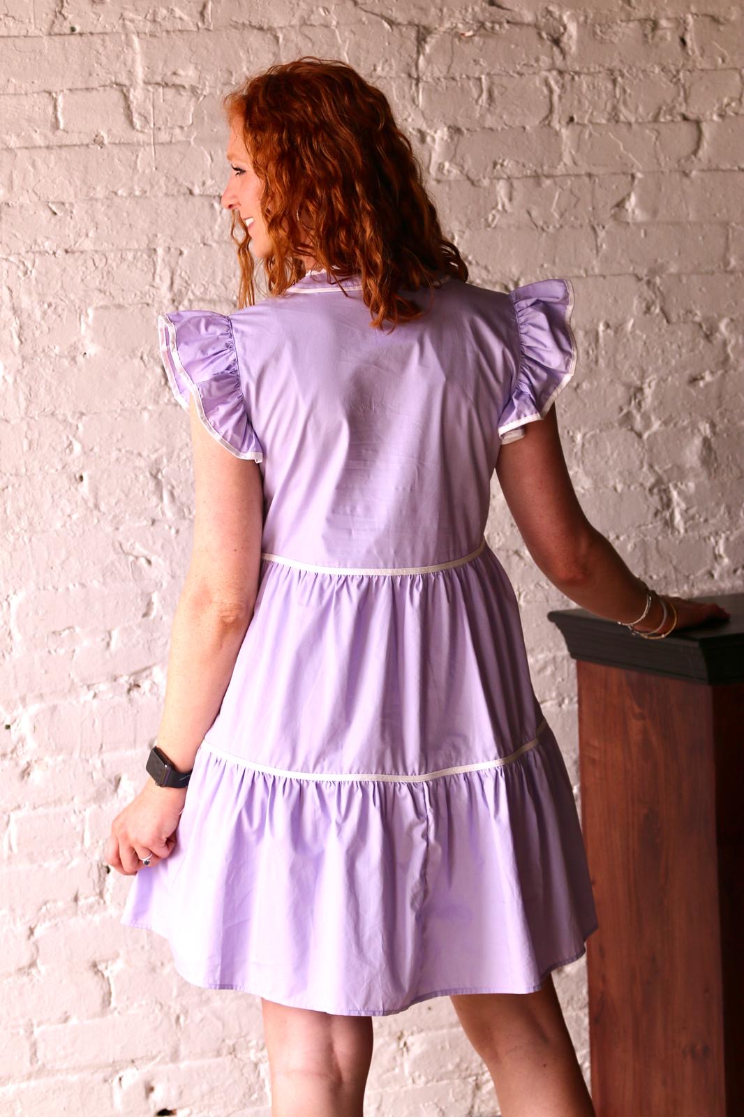 RUFFLE SLEEVE TIERED DRESS