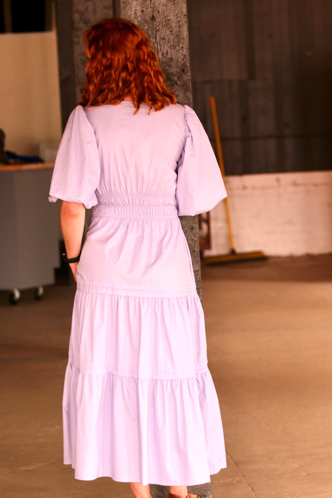 PUFF SLEEVE MIDI DRESS