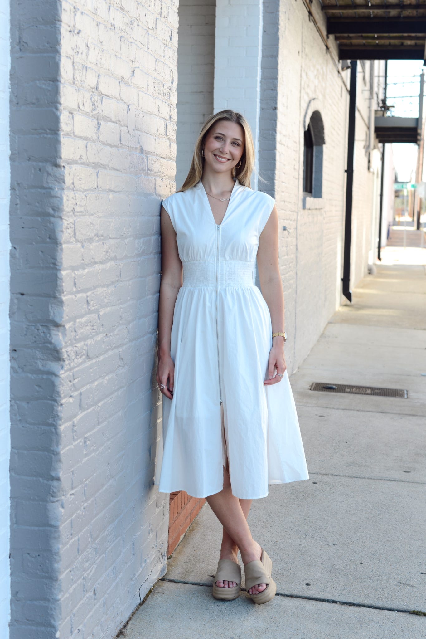 WHITE BLOSSOM MIDI DRESS