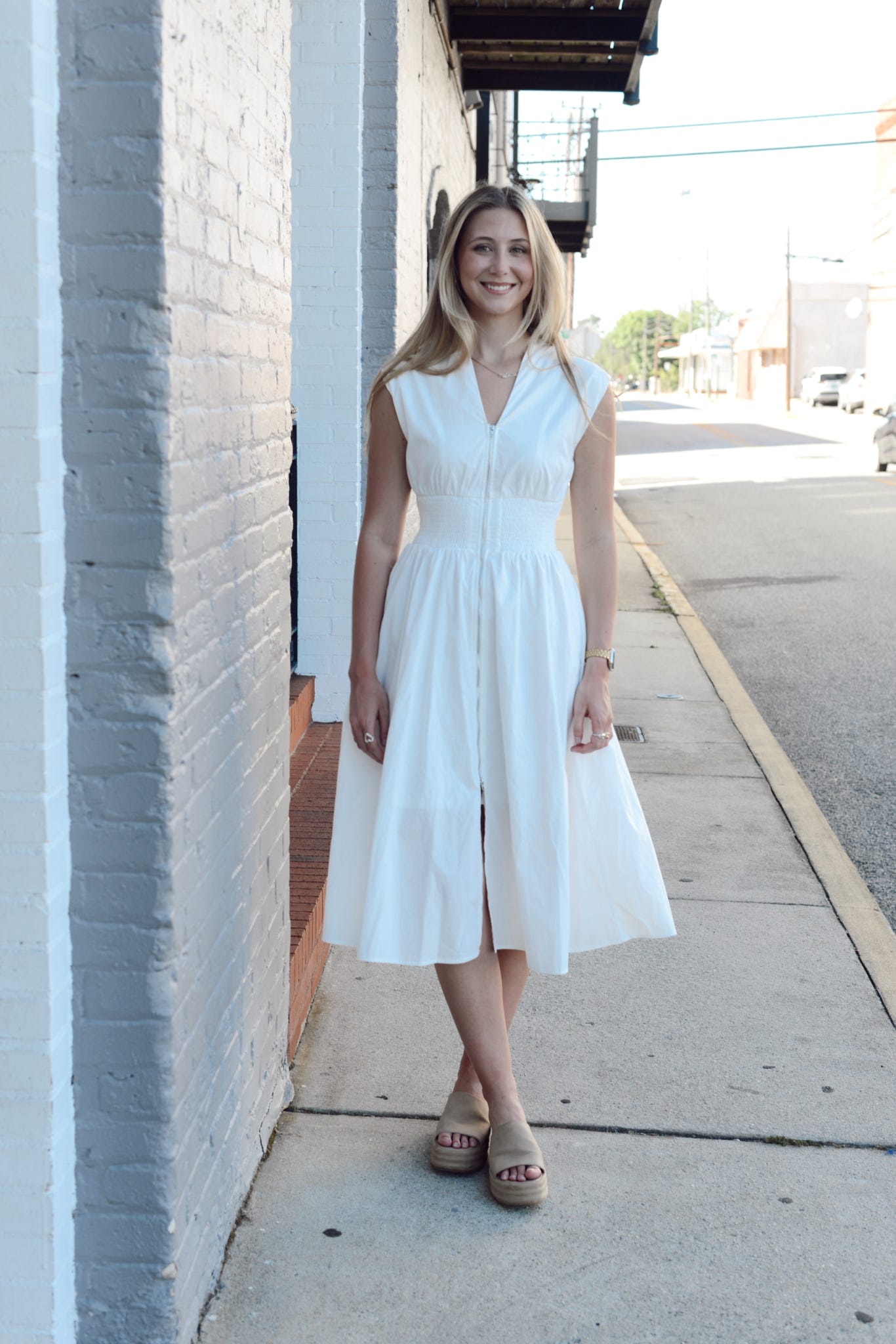 WHITE BLOSSOM MIDI DRESS