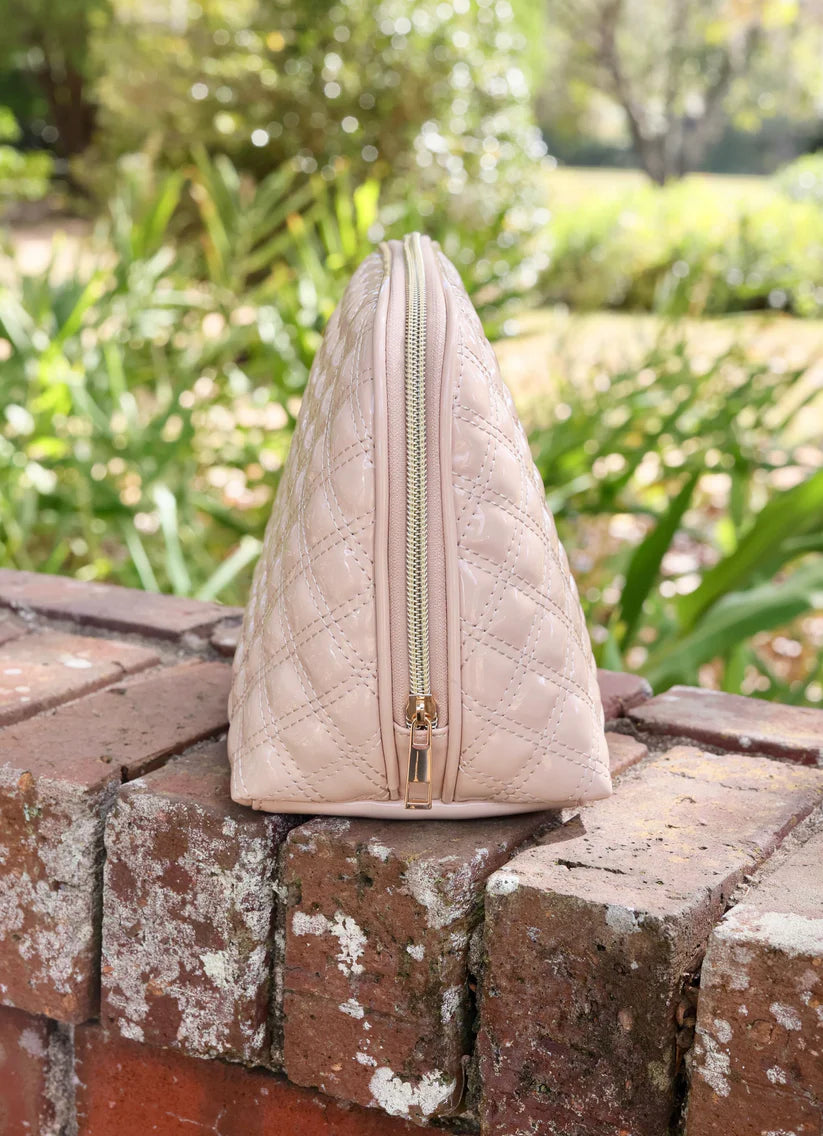 CAPRI LARGE POUCH-NUDE PATENT SQ