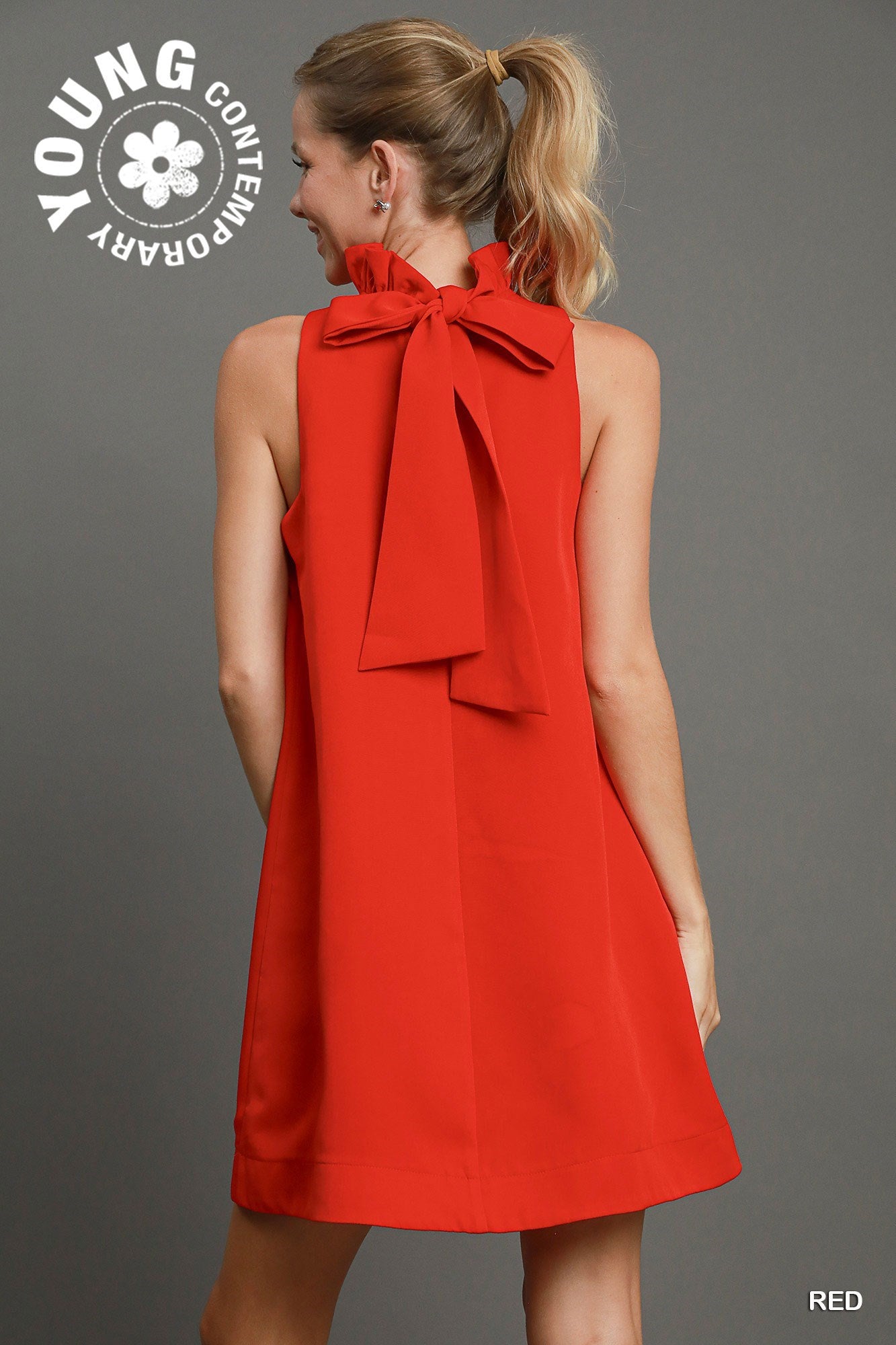 Back Bow Tie Swing Dress