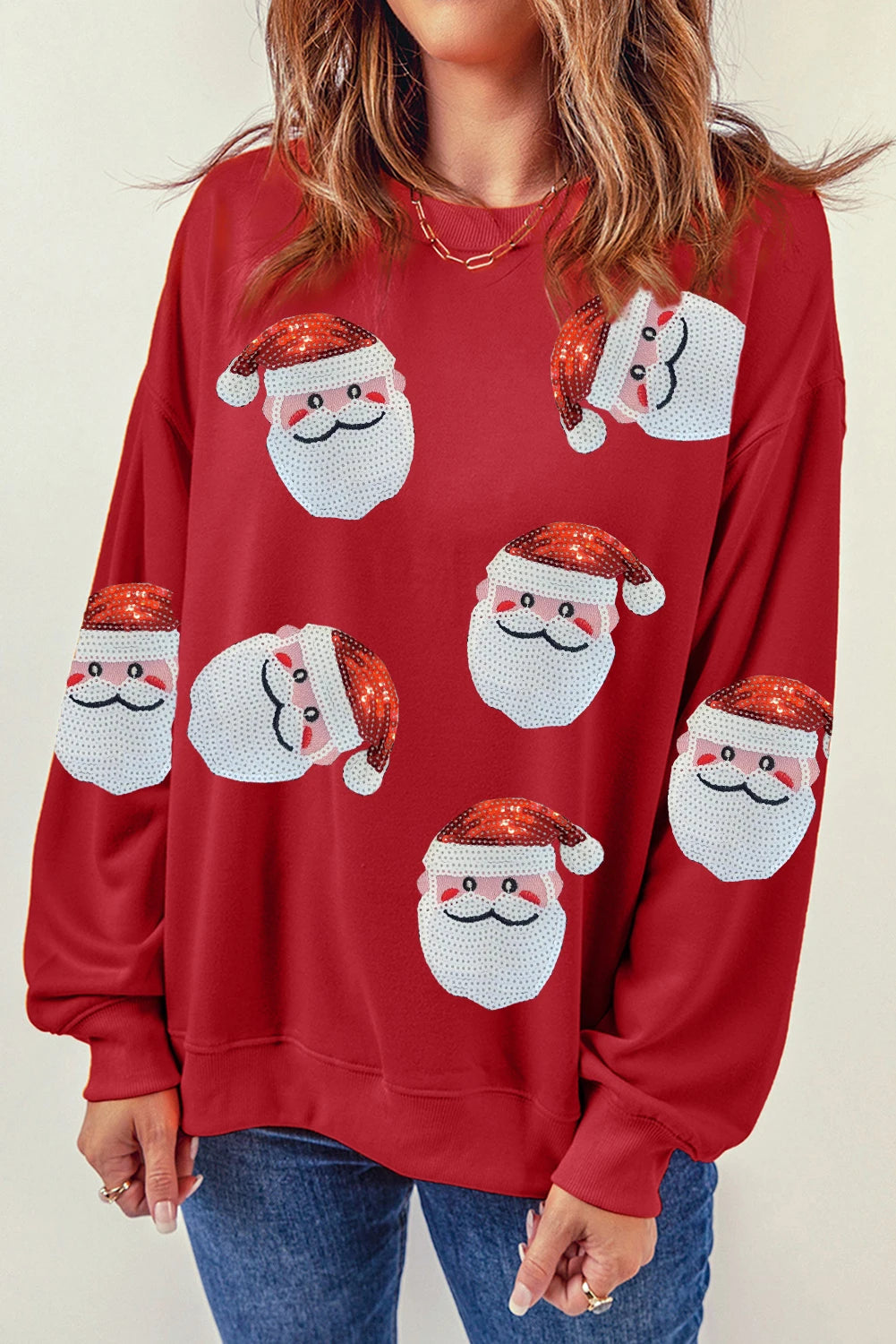 SANTA SEQUINED SWEATSHIRT-RED