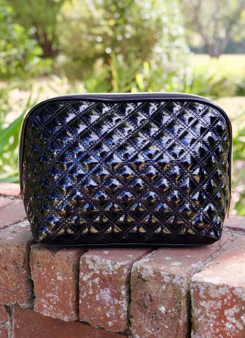 CAPRI LARGE POUCH-BLACK PATENT SQ