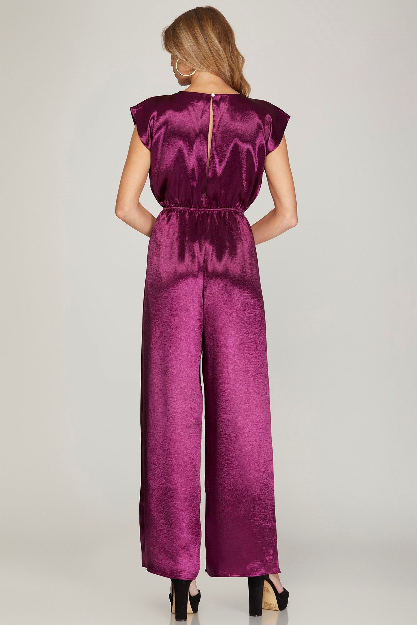 DROP SHOULDER PLEATED JUMPSUIT