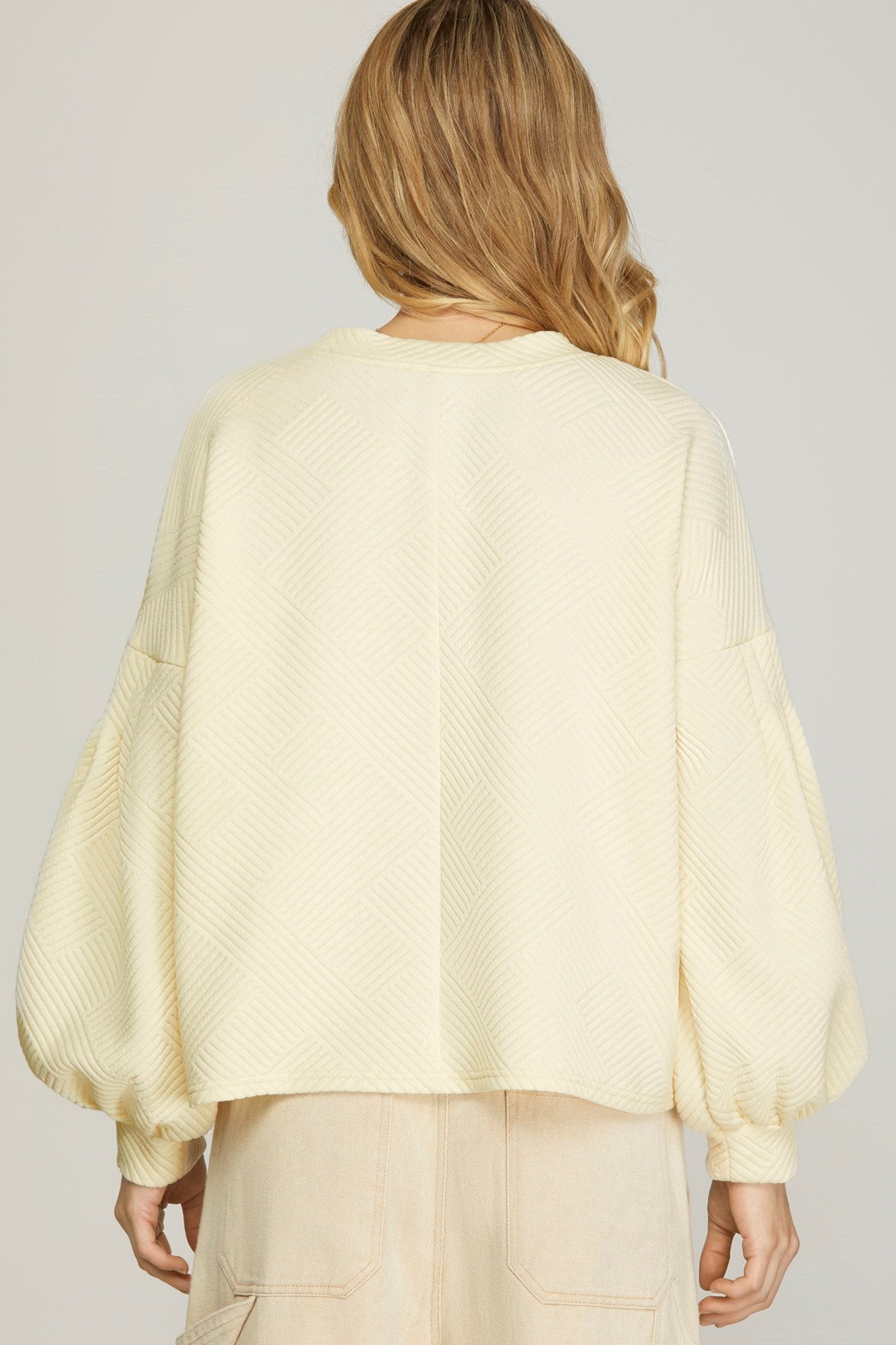 BUBBLE LONG SLEEVE TEXTURED TOP