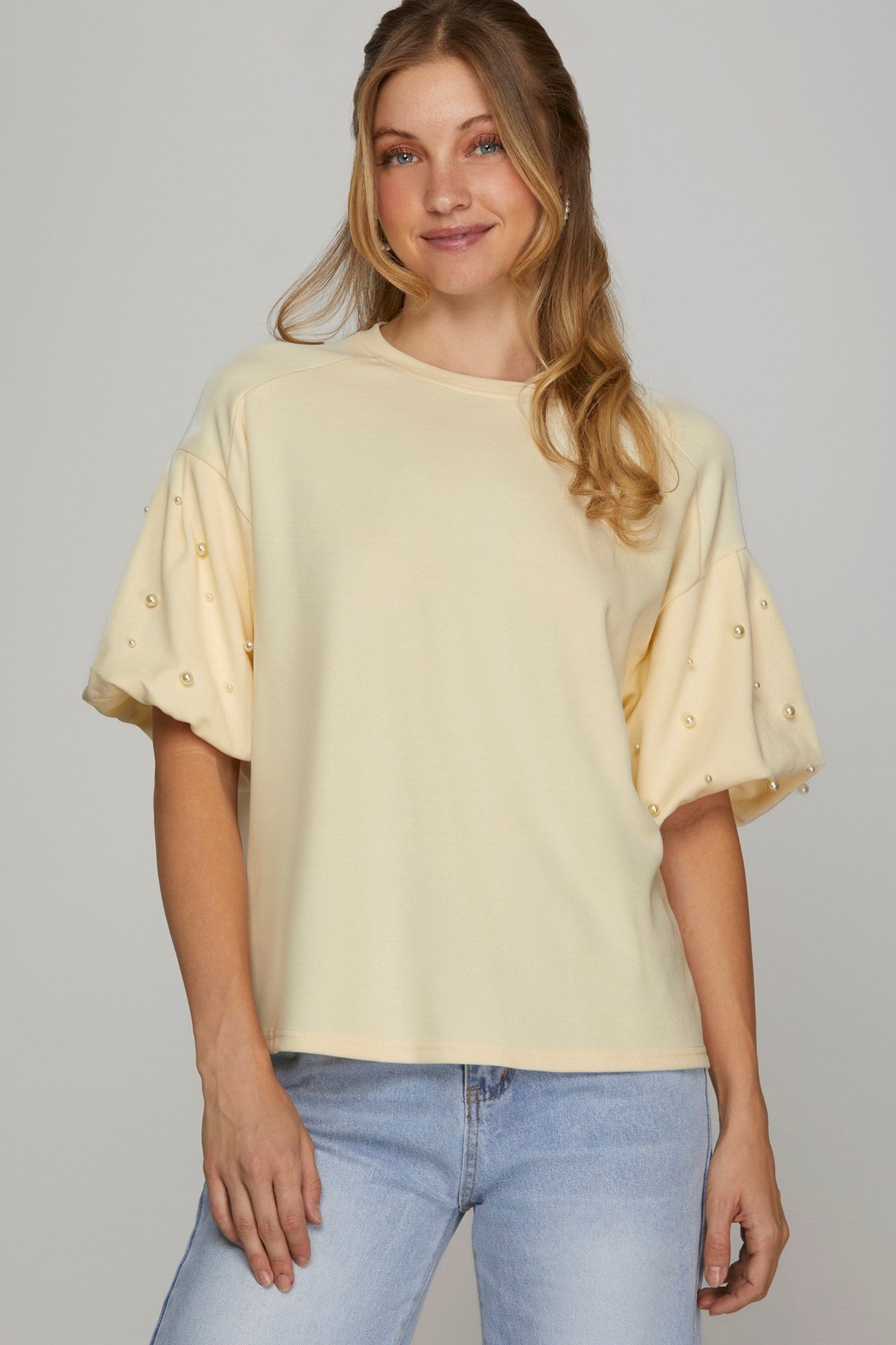 PEARL ACCENTED KNIT TOP