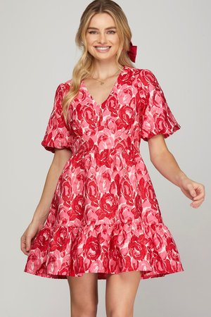 PUFF SLEEVE FLORAL DRESS