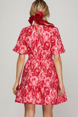 PUFF SLEEVE FLORAL DRESS