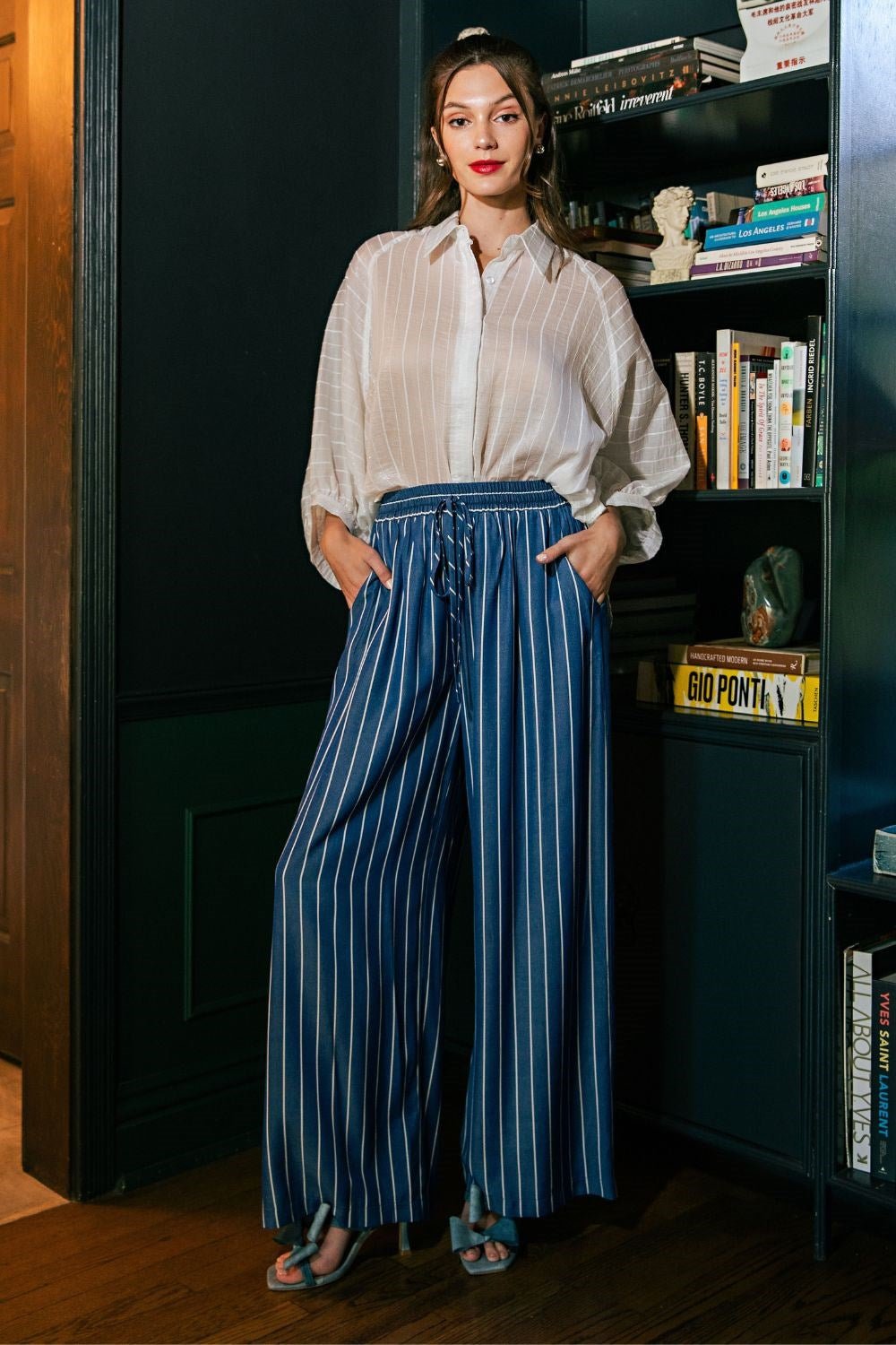 AMELIA HIGH-WAISTED WIDE LEG STRIPED PANTS - Gopher Lane Boutique & Gifts