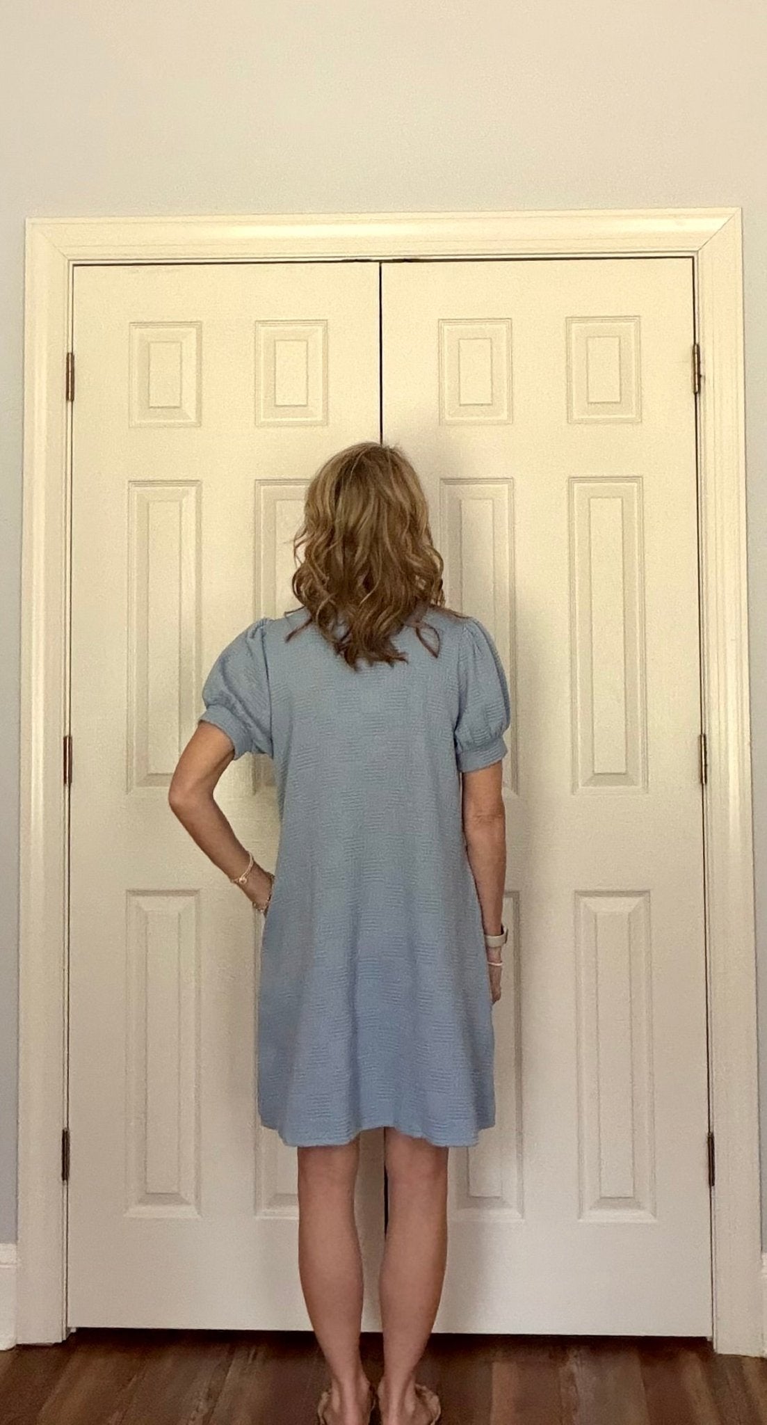BLUE TEXTURED SHIFT DRESS - Gopher Lane Boutique & Gifts