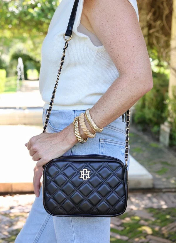 BRYCE CROSSBODY- BLACK QUILTED DQ