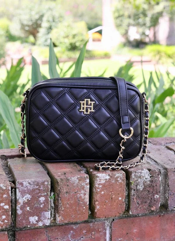 BRYCE CROSSBODY- BLACK QUILTED DQ