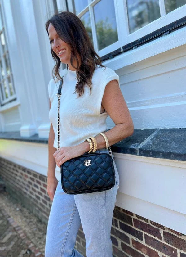 BRYCE CROSSBODY- BLACK QUILTED DQ