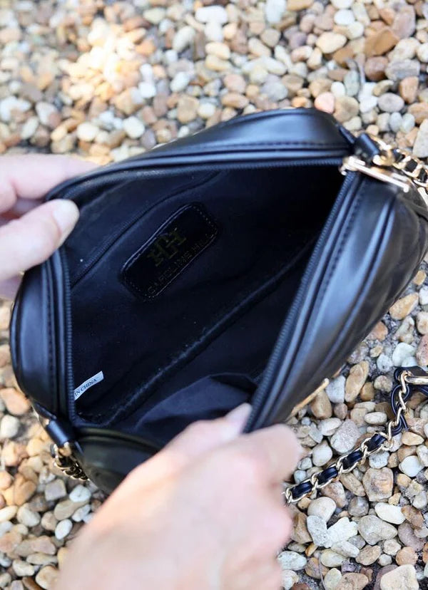 BRYCE CROSSBODY- BLACK QUILTED DQ