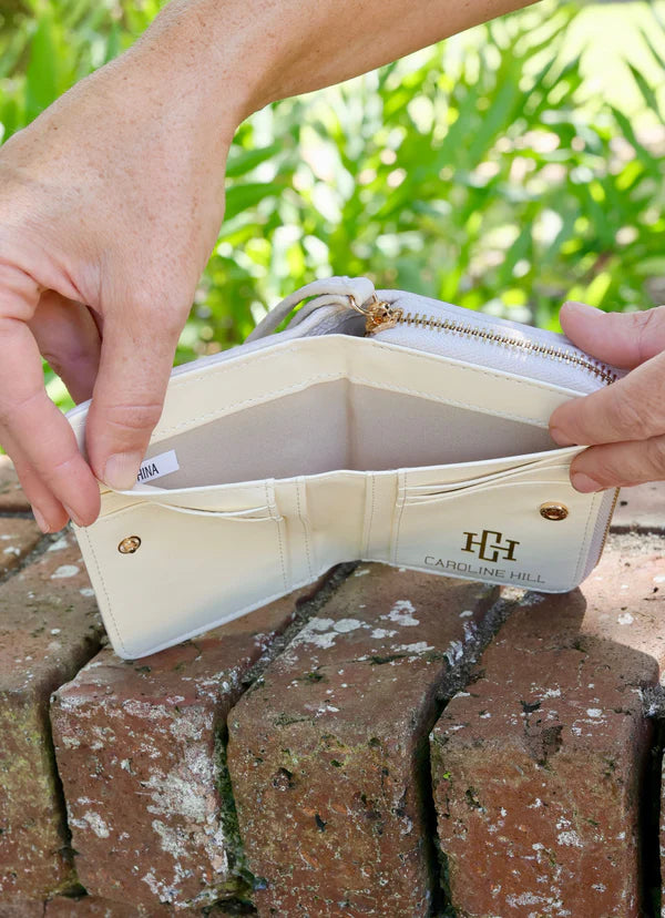 NADINE ZIPPERED WALLET-CREAM