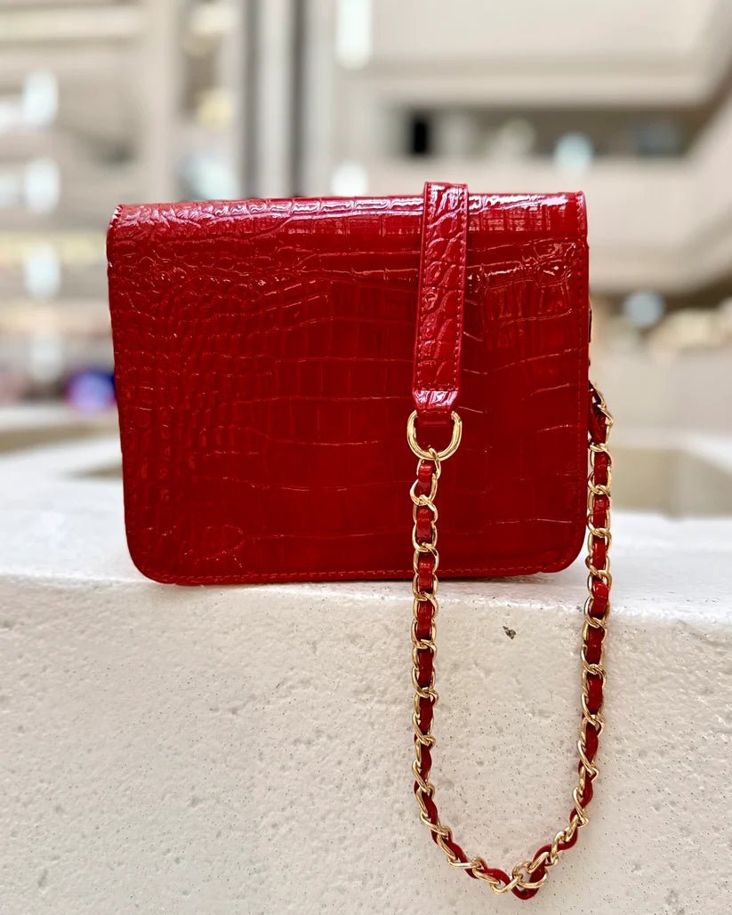 CAROLINE HILL EVELYN CROSSBODY-RED PATENT EC - Gopher Lane Boutique & Gifts