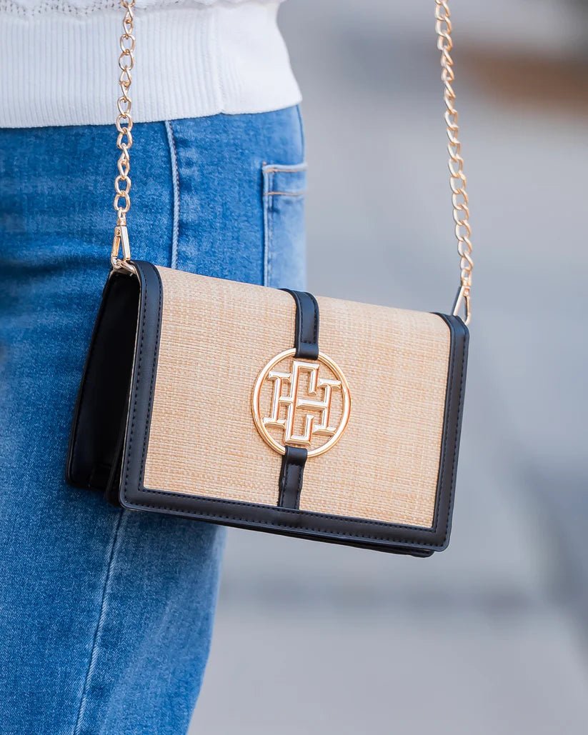 CH CECILIA CIRCLE LOGO HANDBAG- NATURAL BLACK - Gopher Lane Boutique & Gifts