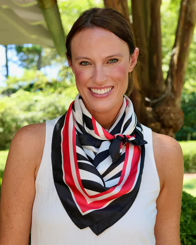 HARPER STRIPED SCARF LARGE- RED BLACK